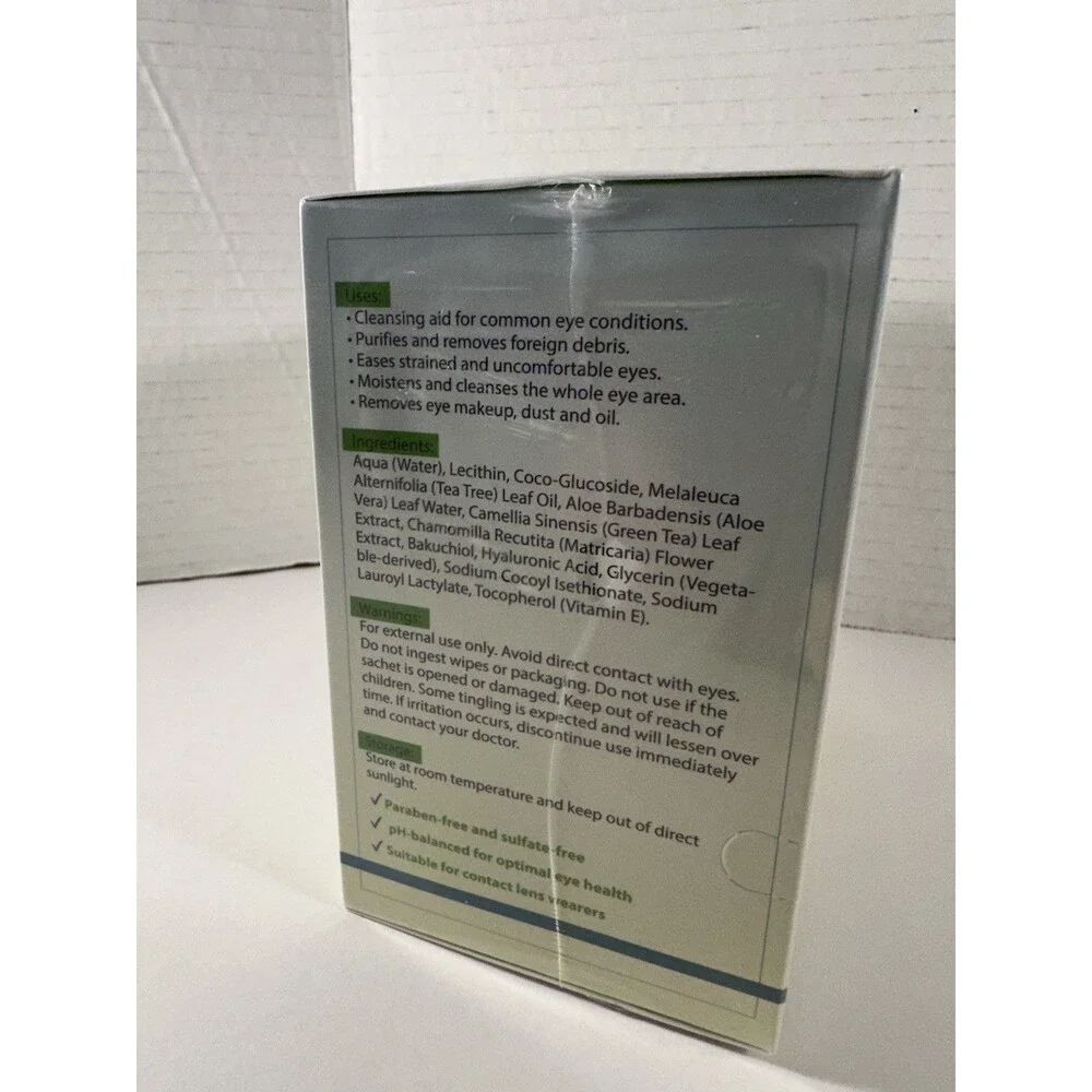 Noveha Tea Tree Eyelid & Lash Cleansing Wipes Green Tea 60 Packs Exp 01/2028